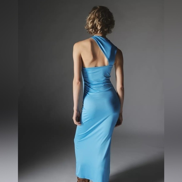 Urban Outfitters Silence + Noise Yasemine Asymmetrical Blue Maxi Dress Sz M NWT - Picture 3 of 16